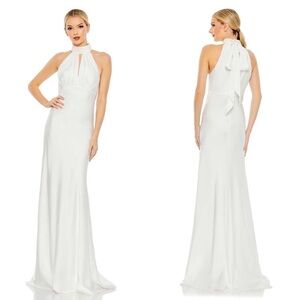 Mac Duggal Ivory Halter Neck Gown